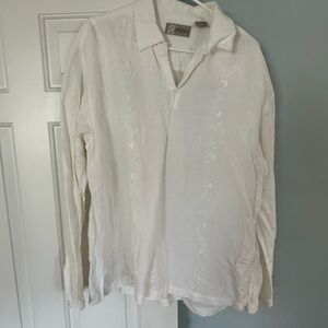 Cubavera Cream Linen Blend Shirt